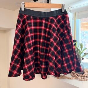 Red and Black Plaid A-Line Skirt